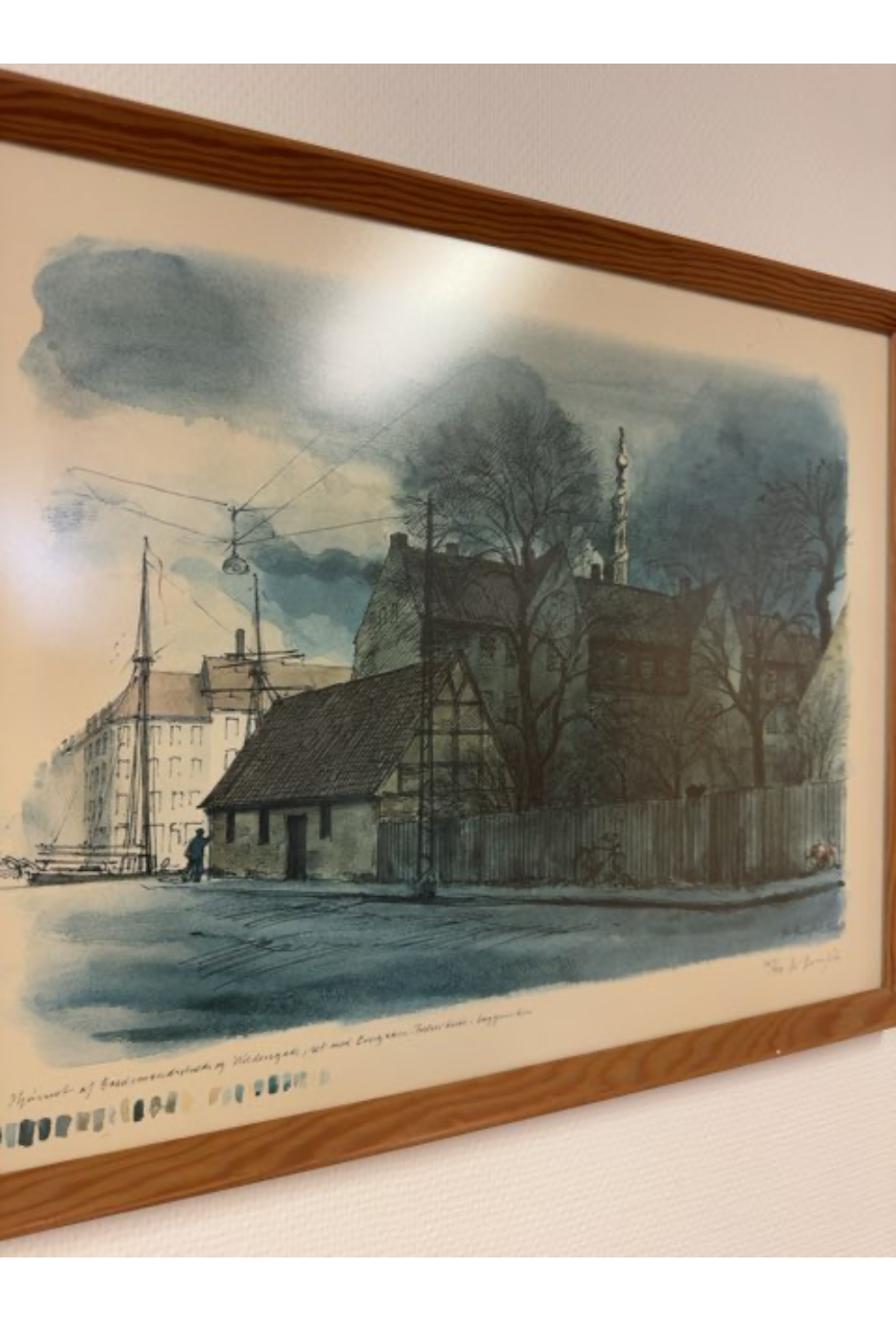 Billede i blå nuancer fra Bådsmandsstræde af Bo Bonfils 1976
